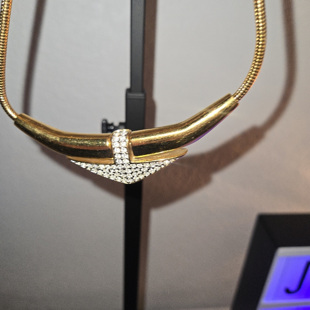 Givenchy Gold And Rhinestone Statement Necklace - image 6